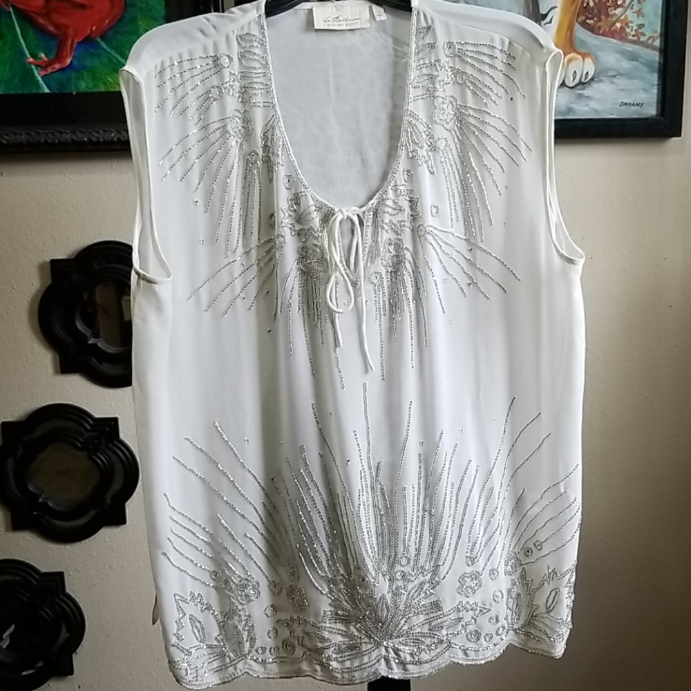 La Bellum 1x silver beading over off-white